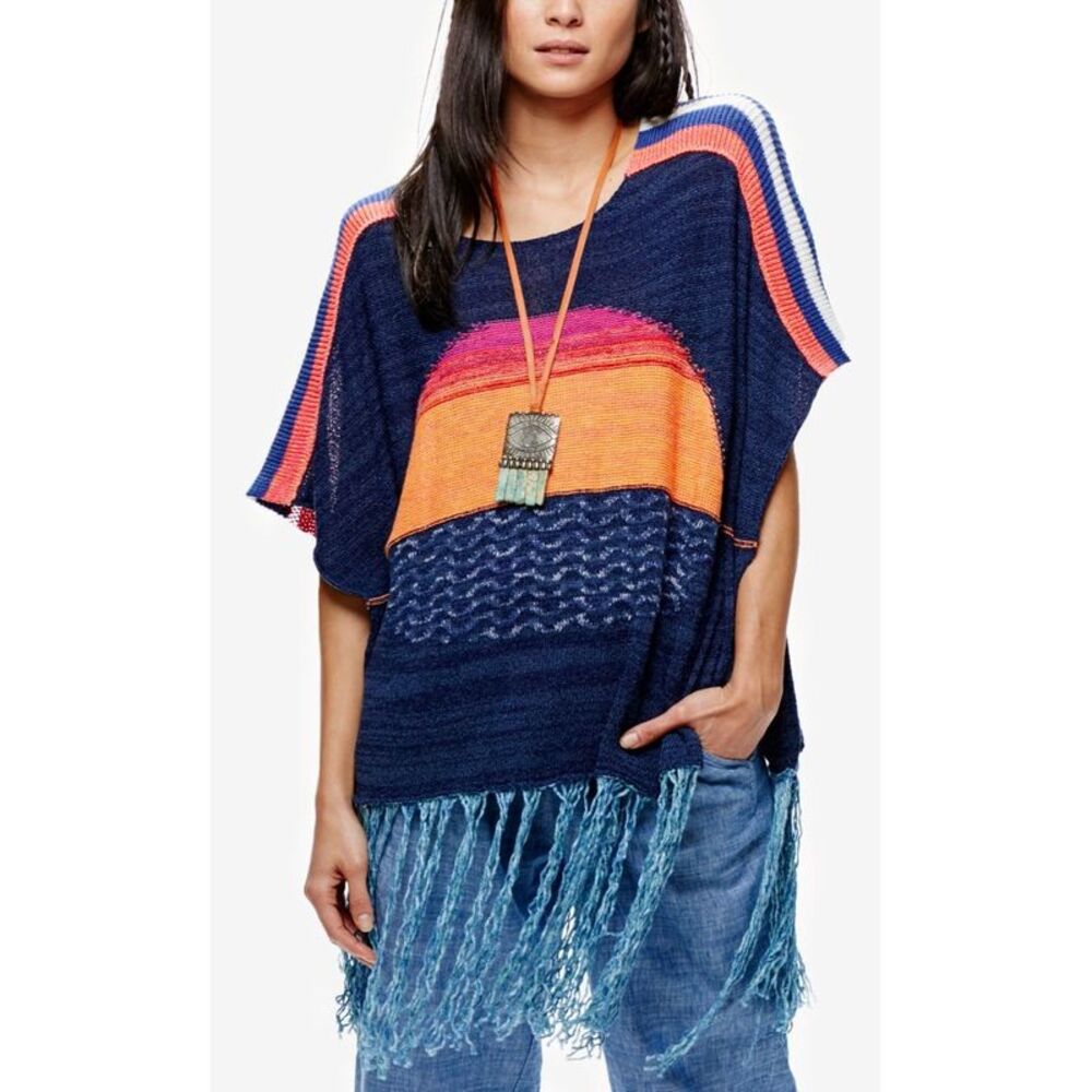 Free People Womens Sunset Fringe Sweater